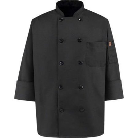 VF IMAGEWEAR Chef Designs 10 Button-Front Chef Coat, Pearl Buttons, Black, Spun Polyester, L 0425BKRGL